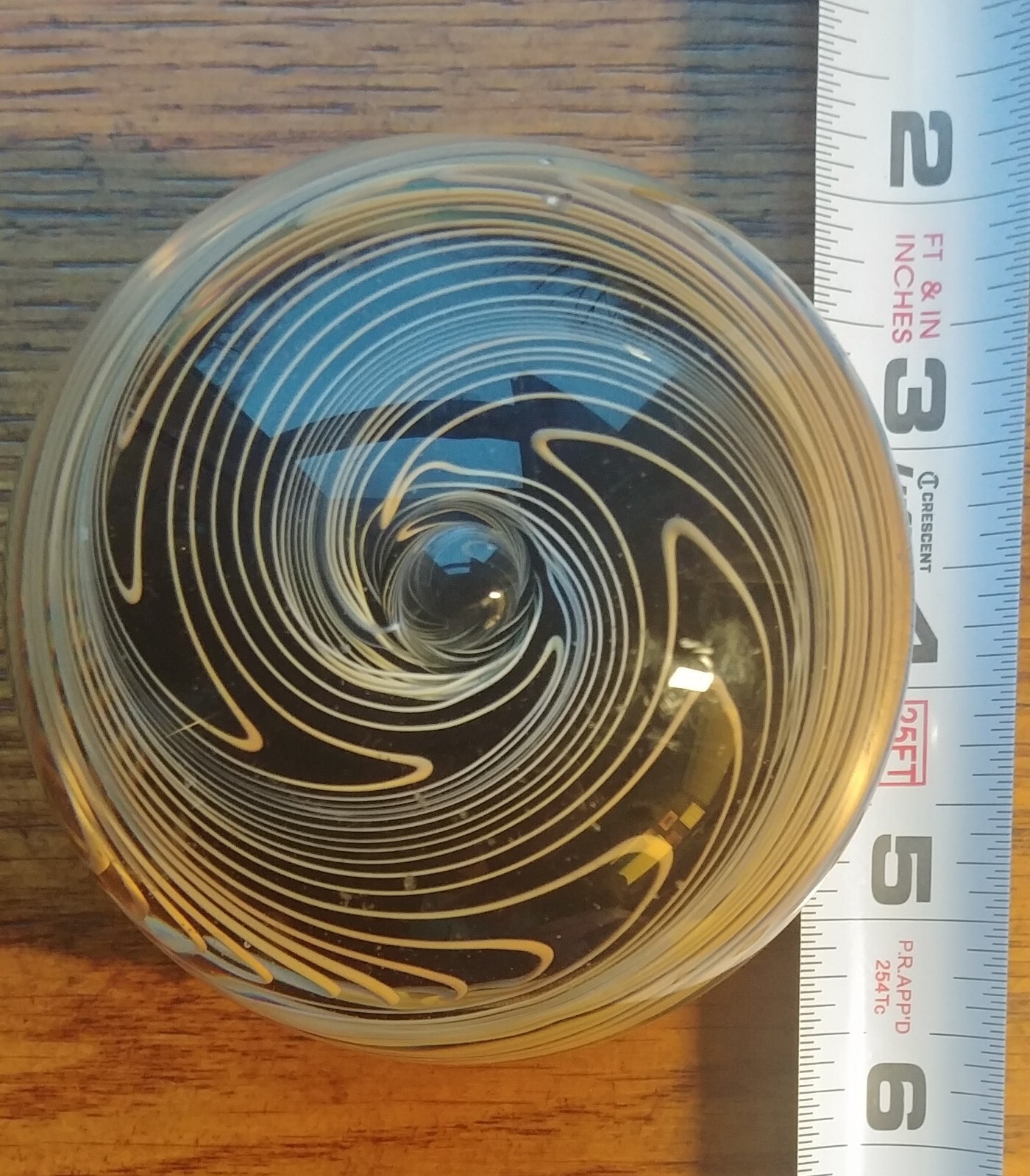 Paperweight Vintage Toledo Museum Of Art Brown And White Color Swirl Spiral