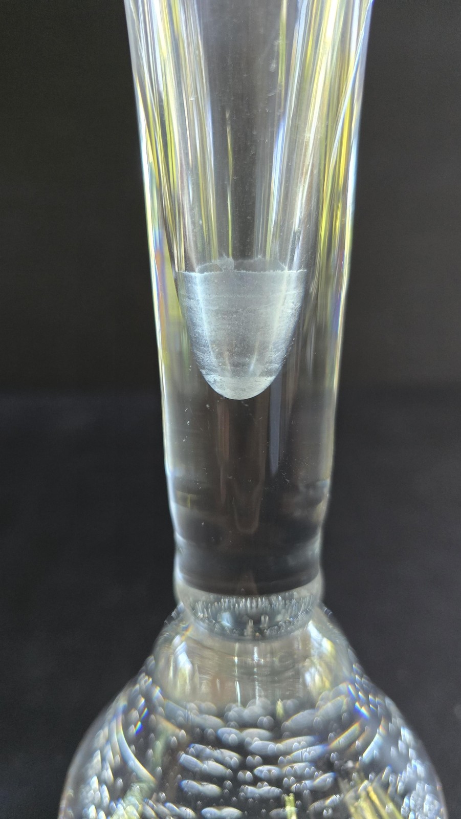 Hand Blown Clear Bubble Art Glass Bud Vase Controlled Bubbles Table Home Decor