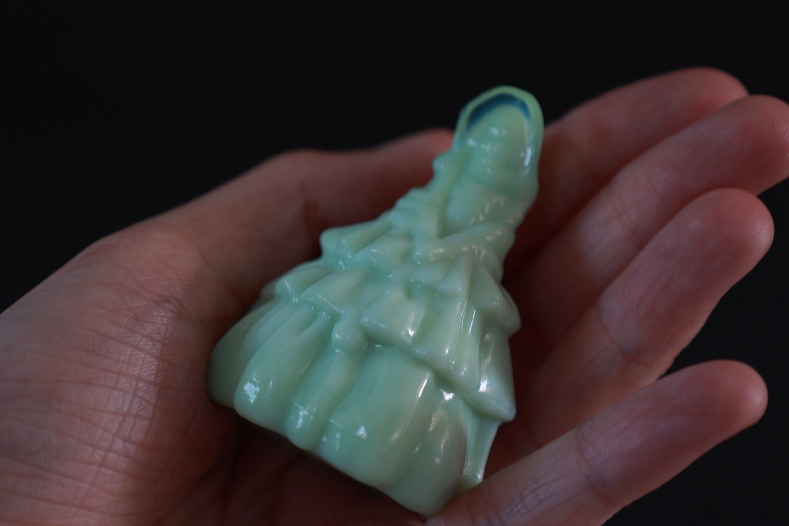 Boyd Glass Uranium Jadeite “Louise Doll” figurine