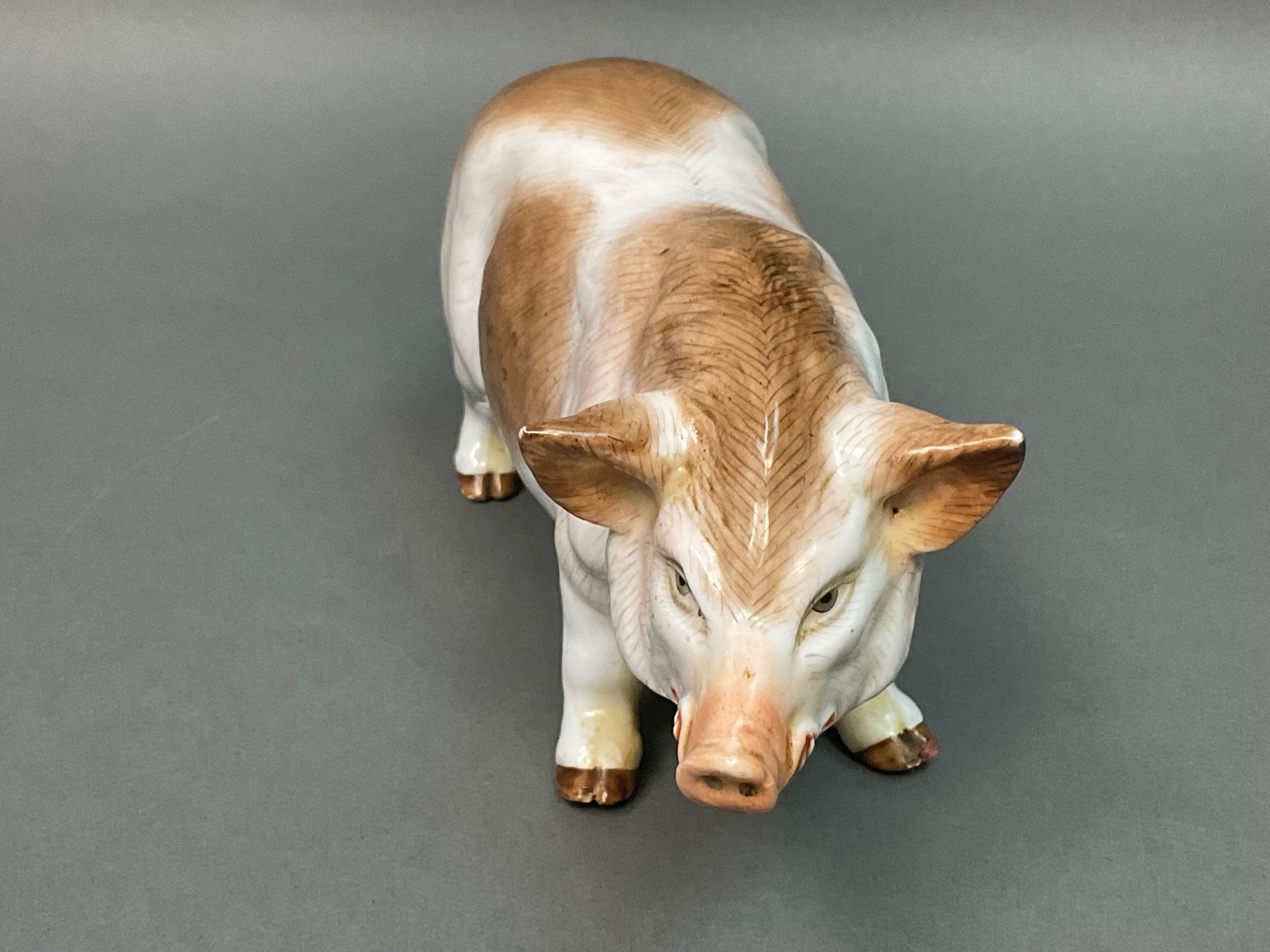 Antique German 19th Century Meissen ~Ernst Bohne Porcelain Pig ~ Wild Boar 8″