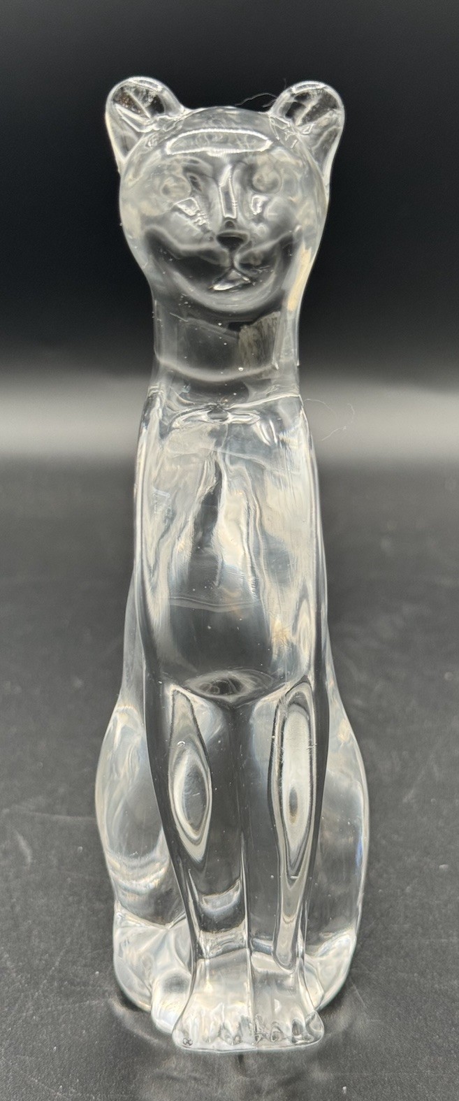 Vtg Clear Glass Baccarat STYLE Crystal Egyptian Sitting Cat Figurine READ MORE