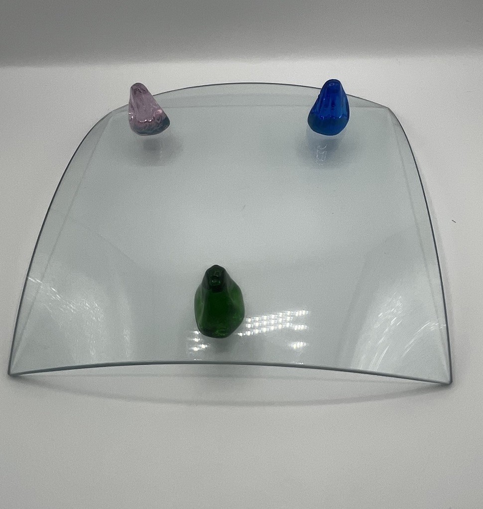 Creative Glass CG Art Glass Square Footed Platter Modern Decor 10”x10”