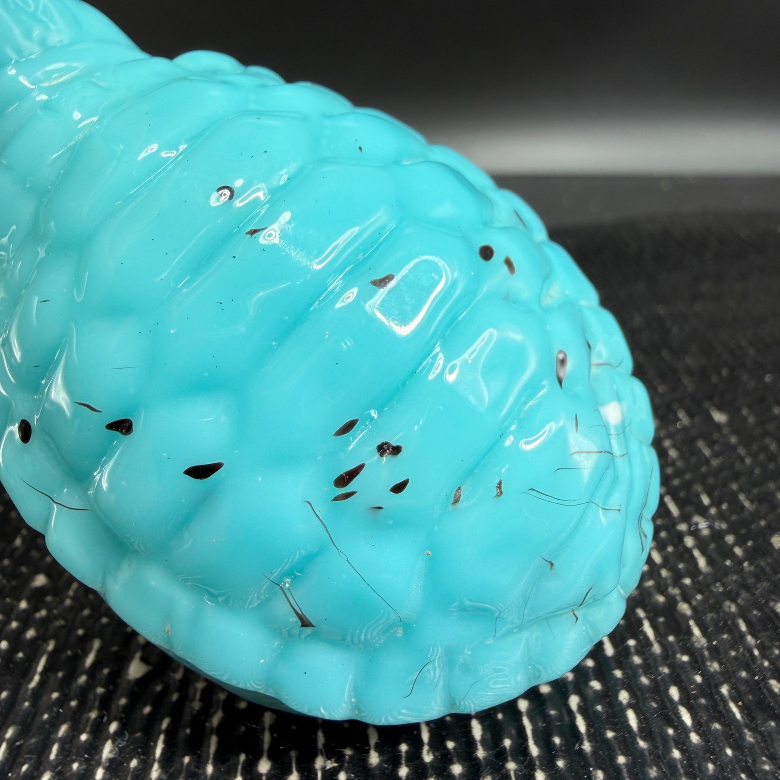 Antique Turquoise Blue Slag Glass Turtle Figurine Portieux Animal Hand Blown VTG