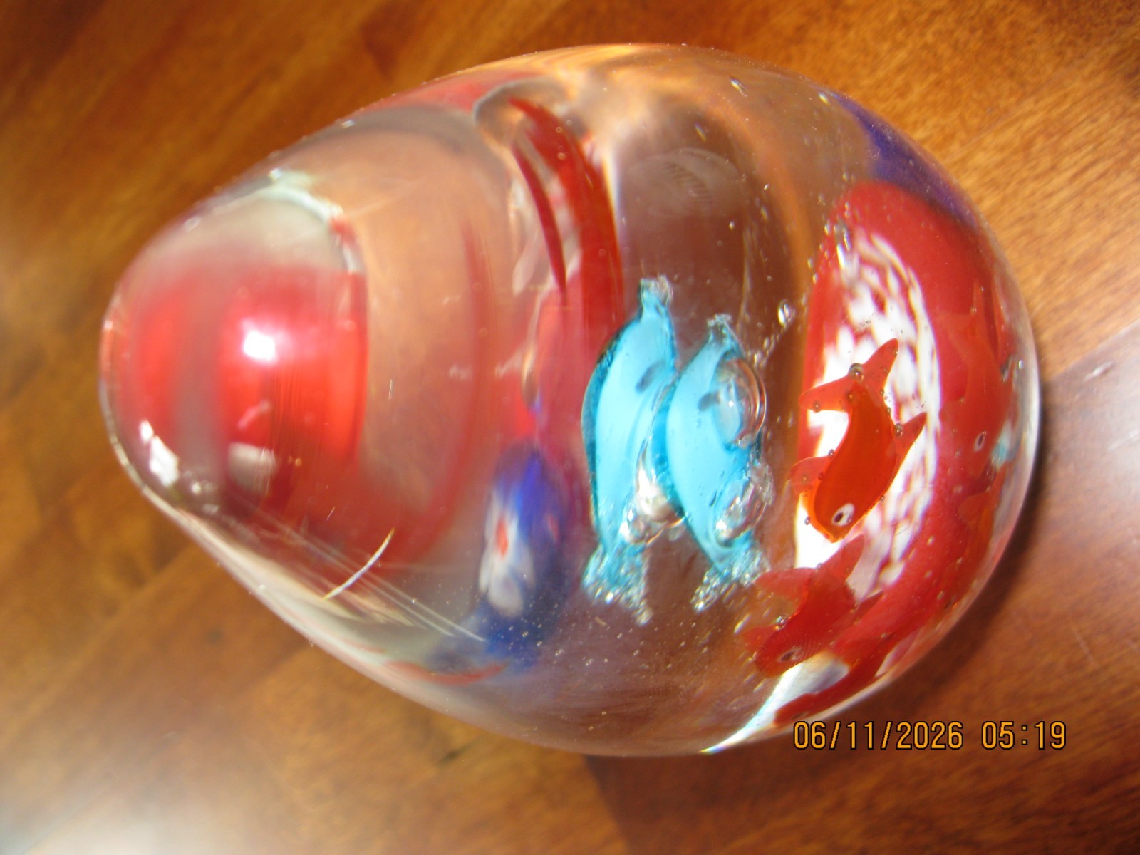 Vintage Handmade Hand Blown Art Glass Aquarium Paperweight Tropical Fish 3.3lbs