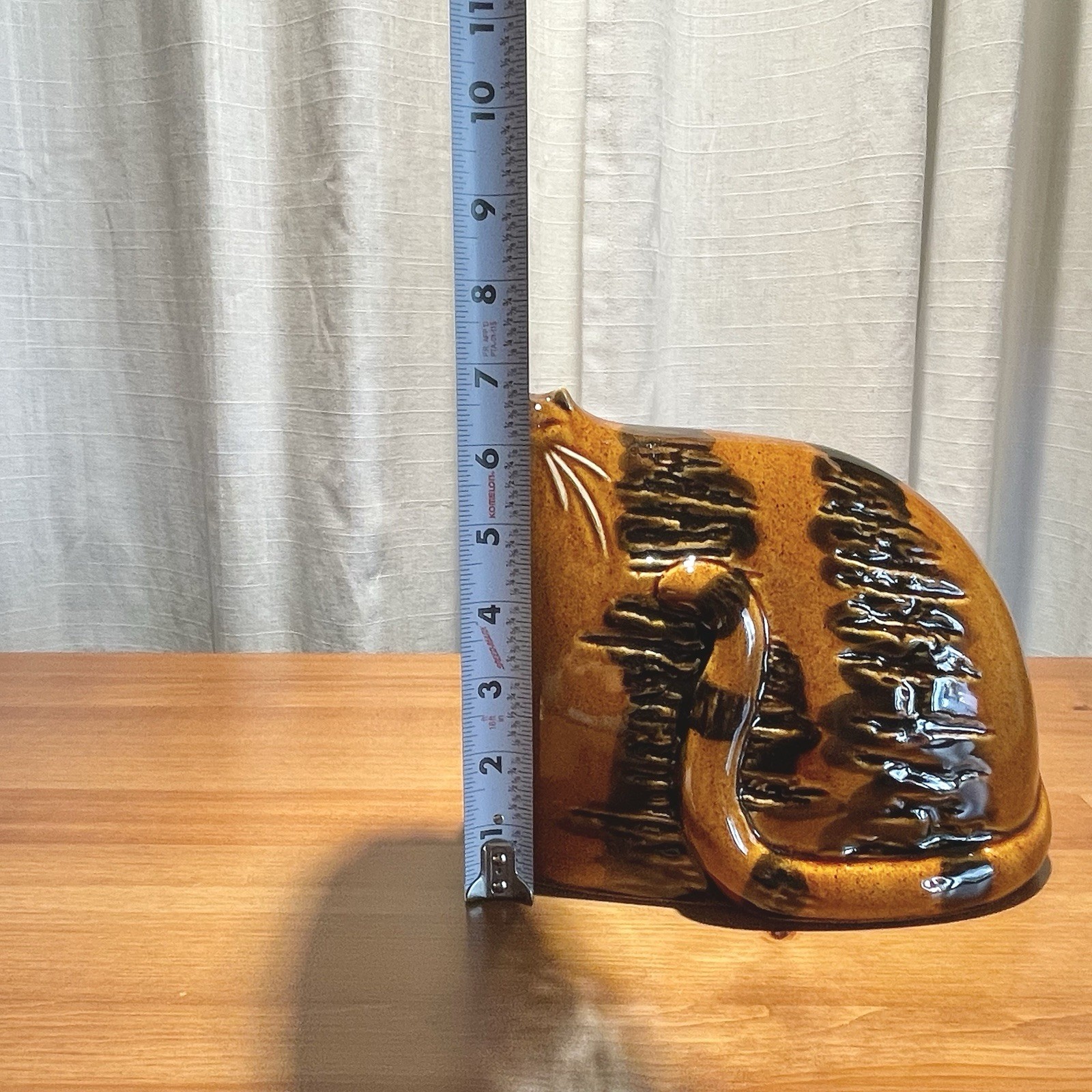 VTG 70’s Mid-Century English Ceramic Big Cat Small Head Brutalist Orange Pottery