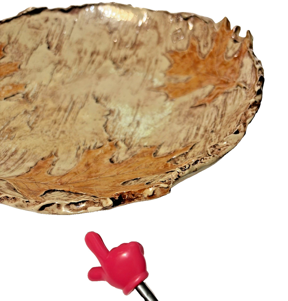 Ceramic Bowl Oak Leaf Acorn Motif Artist Signed Stunner Gorgeous Sculptural READ