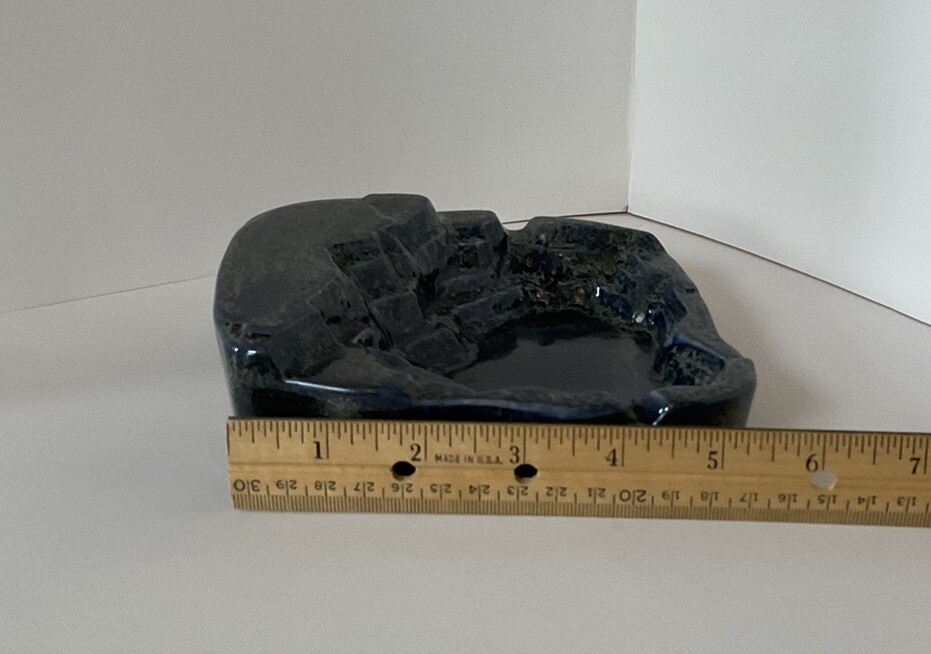 Glazed Blue Pottery Trinket Tray Ashtray Rock Formation Ceramic Cigarette Cigar
