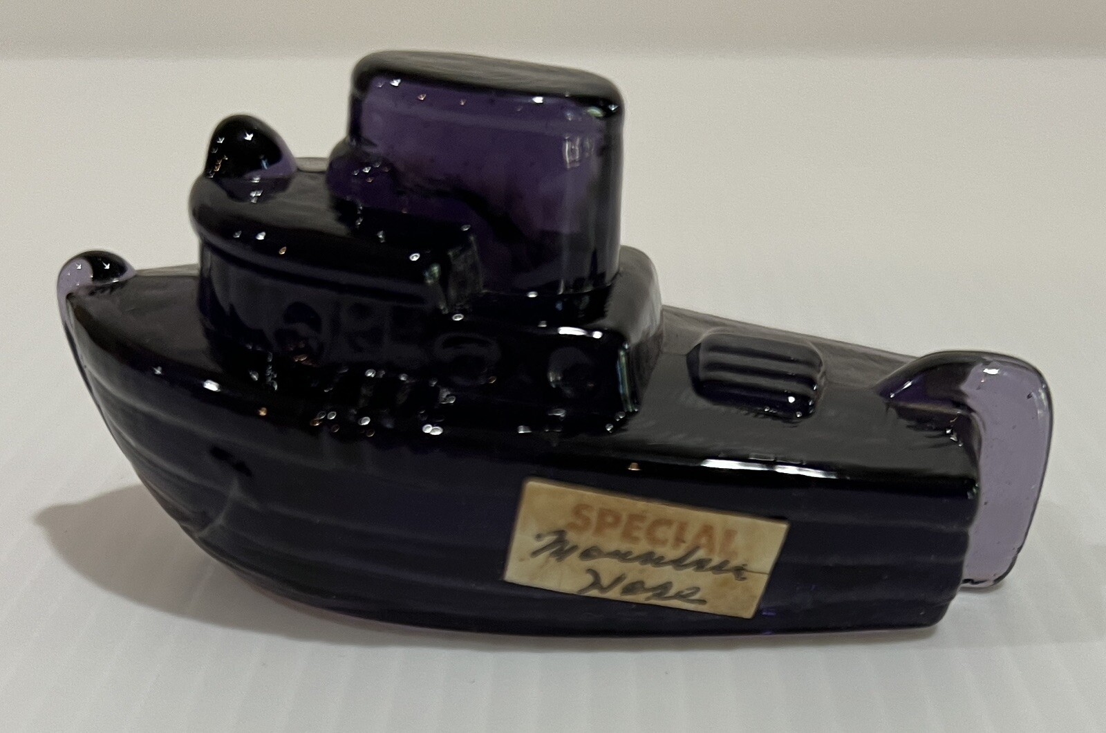 Vintage Boyd’s Crystal Art Glass TEDDY THE TUGBOAT Mountain Haze Figurine 3”