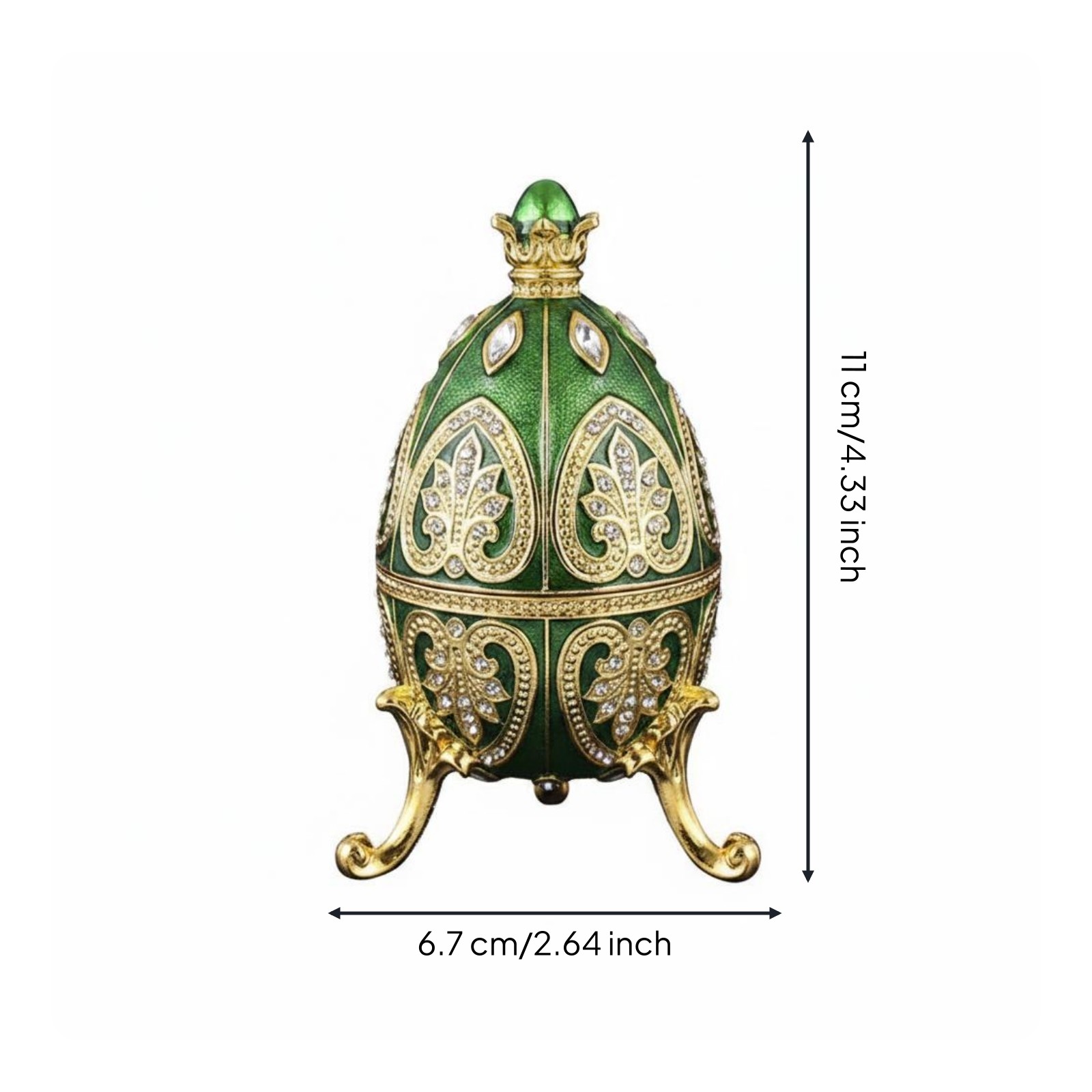 Jeweled Enamel Oval Jewelry Box-Shaped Container Enameled Jeweled Oval Jewelry
