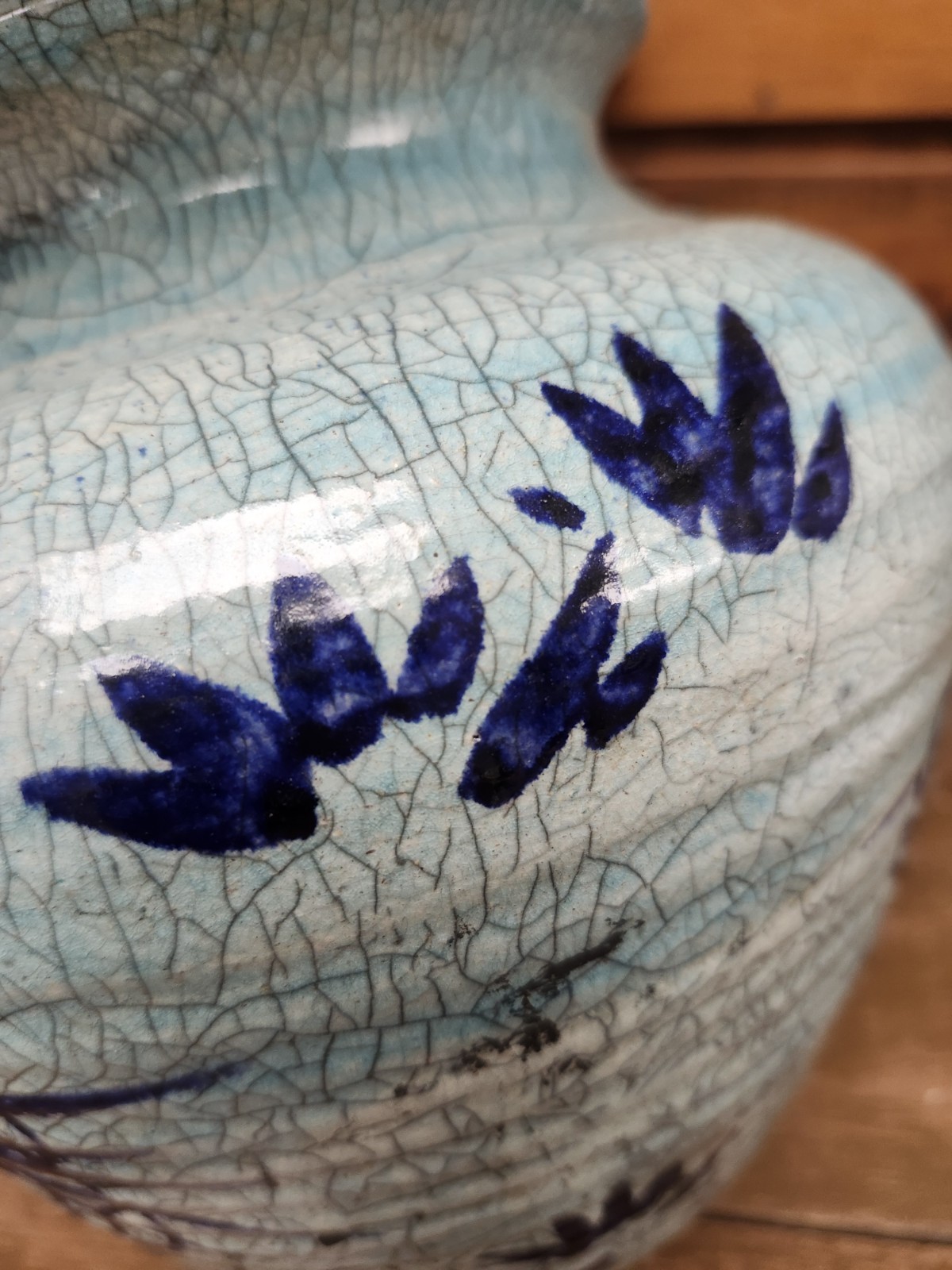 Vtg Don Williams Fine Art Raku Pottery Aqua Prawn Vase Florida DMW ’98