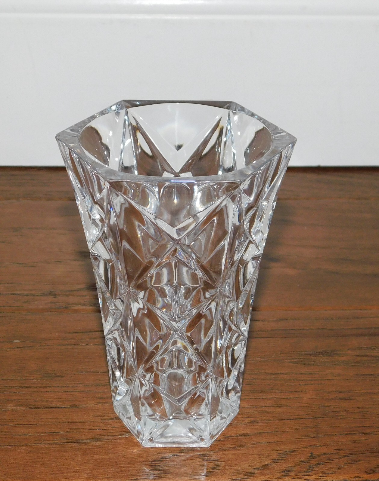 Cut Crystal 5″ Large Mouth Vase RCR Royal Crystal Rock? Hexagonal EXC!