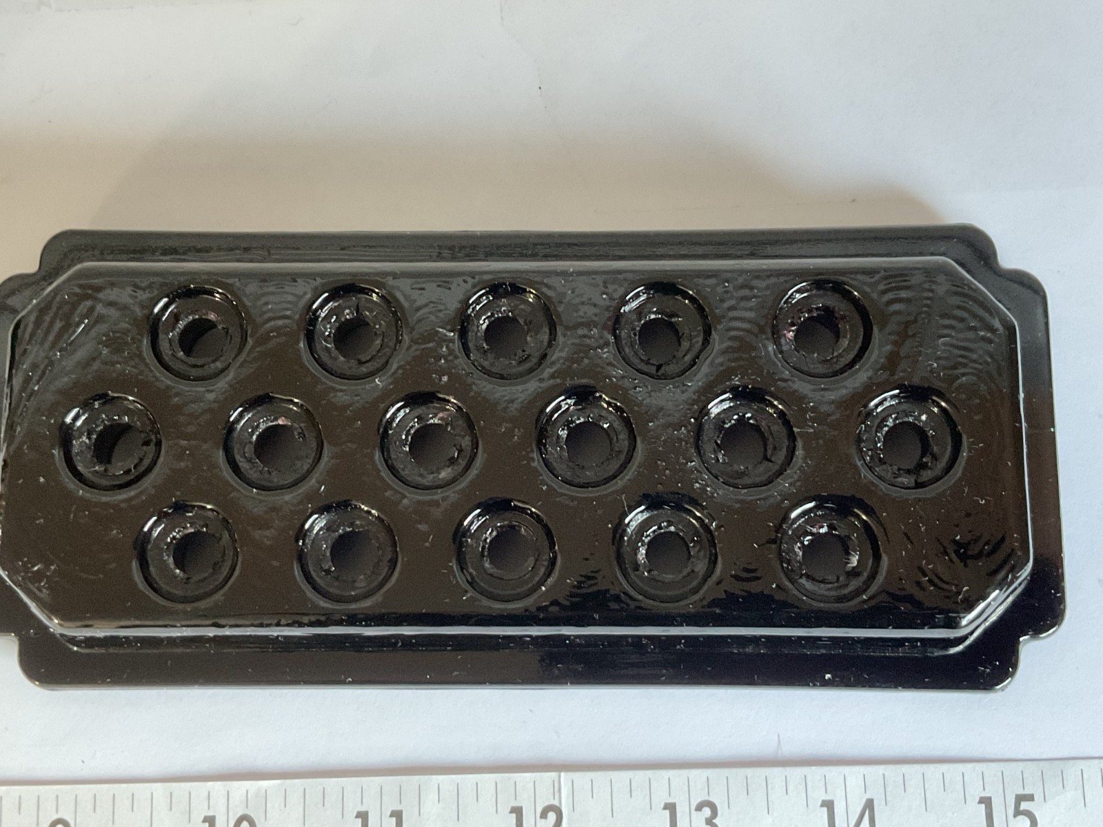 Vintage LE Smith Black Amethyst Footed Window Box Vase Flower Frog Rectangular