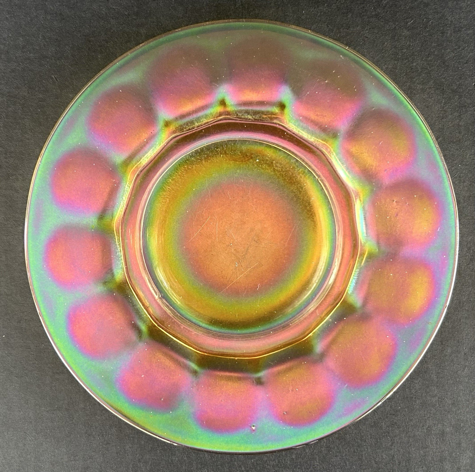 Imperial Stretch Carnival Glass Plates 8″ Wide Panel Set Of 4 Electric