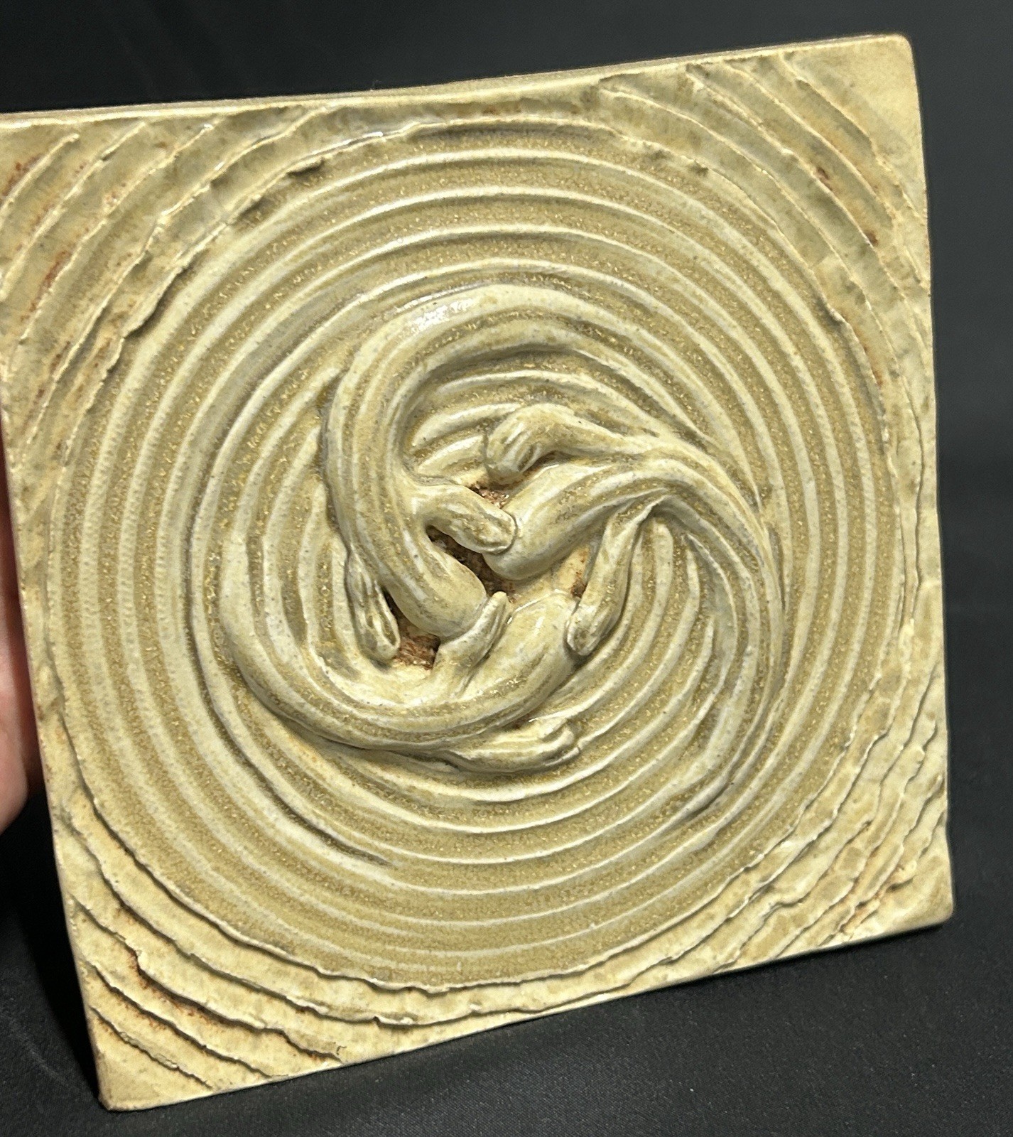 Swirled Cactus Pottery Tile 6.25” x 6.25”