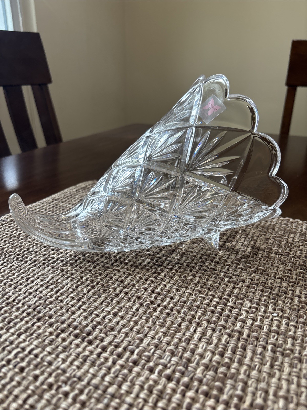 Marquis by Waterford Crystal Cornucopia Horn of Plenty Centerpiece Vase