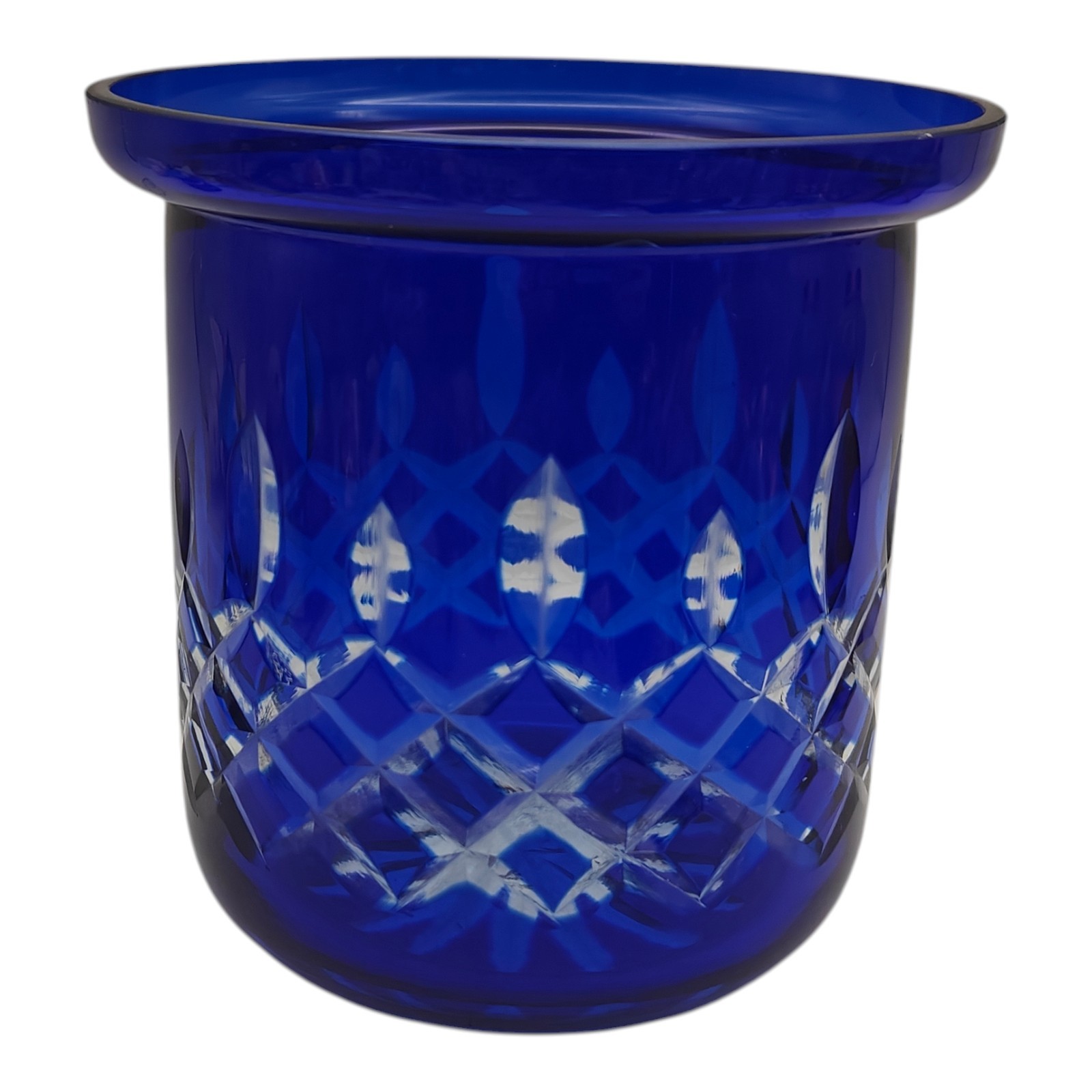 Bohemian Vintage Cobalt Blue Crystal Glass Vase Jar