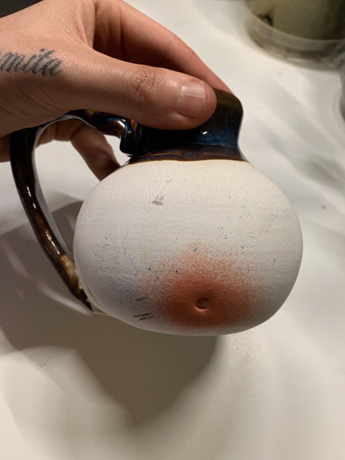 Unique Handmade BOHO Buttock/Belly button Mug Signed ‘SJ 22’