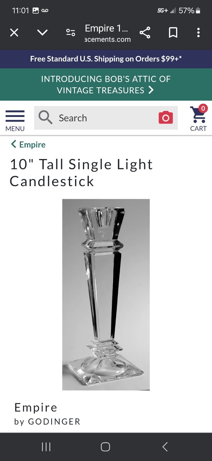 Set of Lead Crystal Pedestal Candlestick Holders “Empire” Pattern by Godinger 10