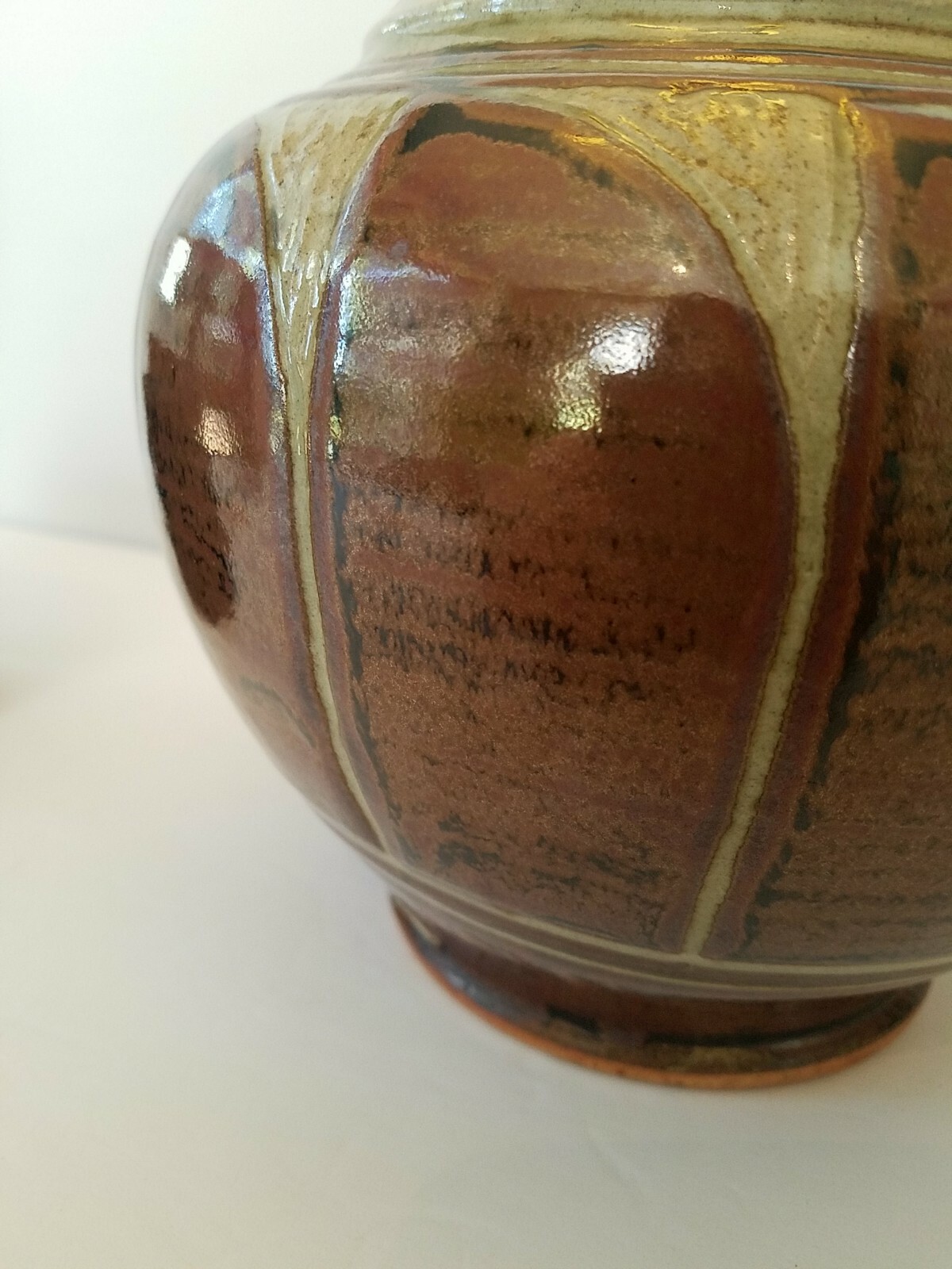 Vase clay studio handcrafted art pottery. The mark is like a seal on the side