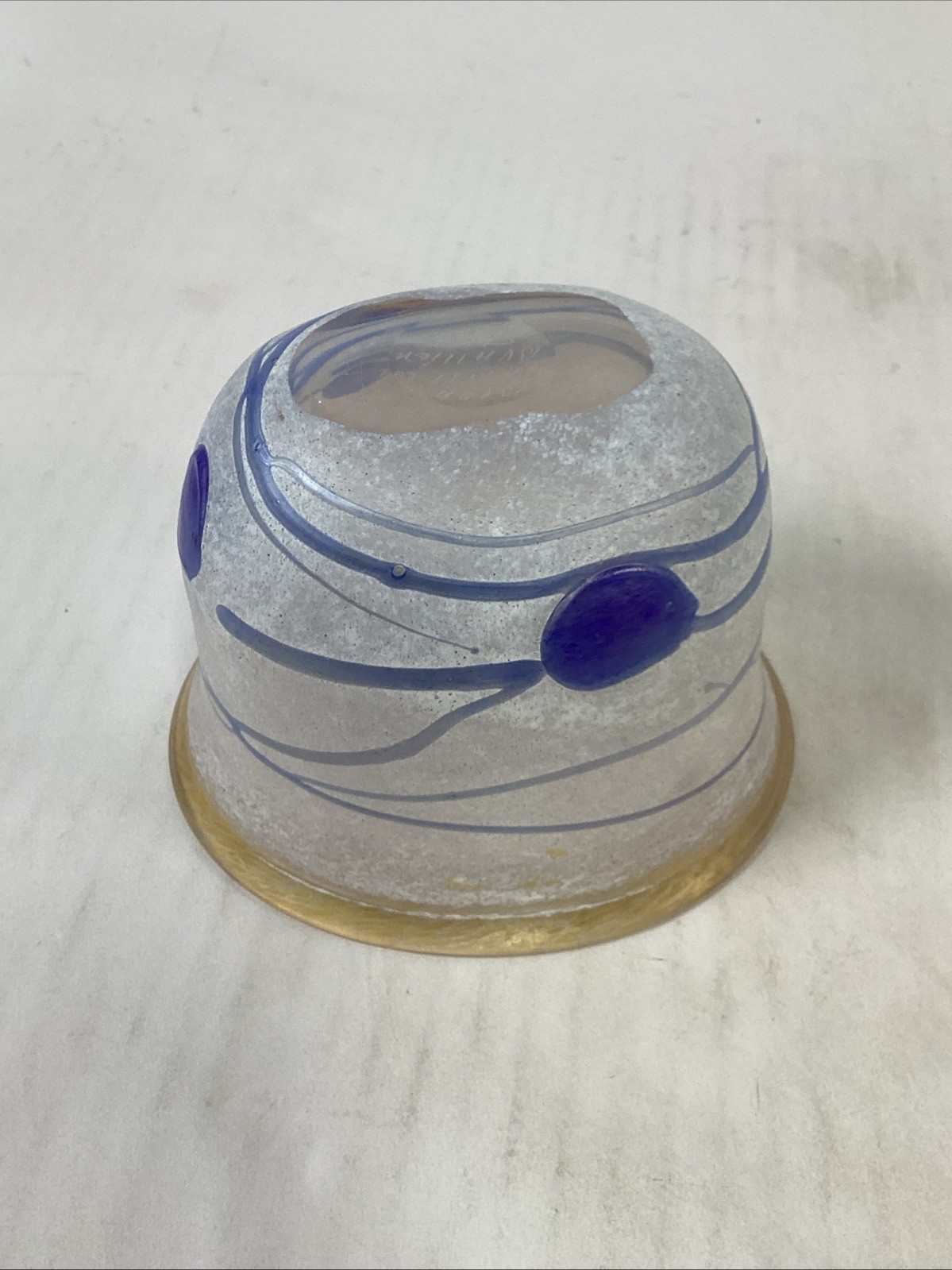 KOSTA BODA Signed Bertil Vallien BLUE GALAXY Sweden #58016 Glass Oval Bowl Vase