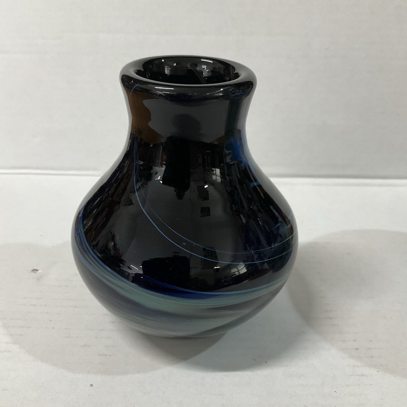Studio Art Glass Vase signed JAK 1965 & Hand Blown Art Glass Bowl Set