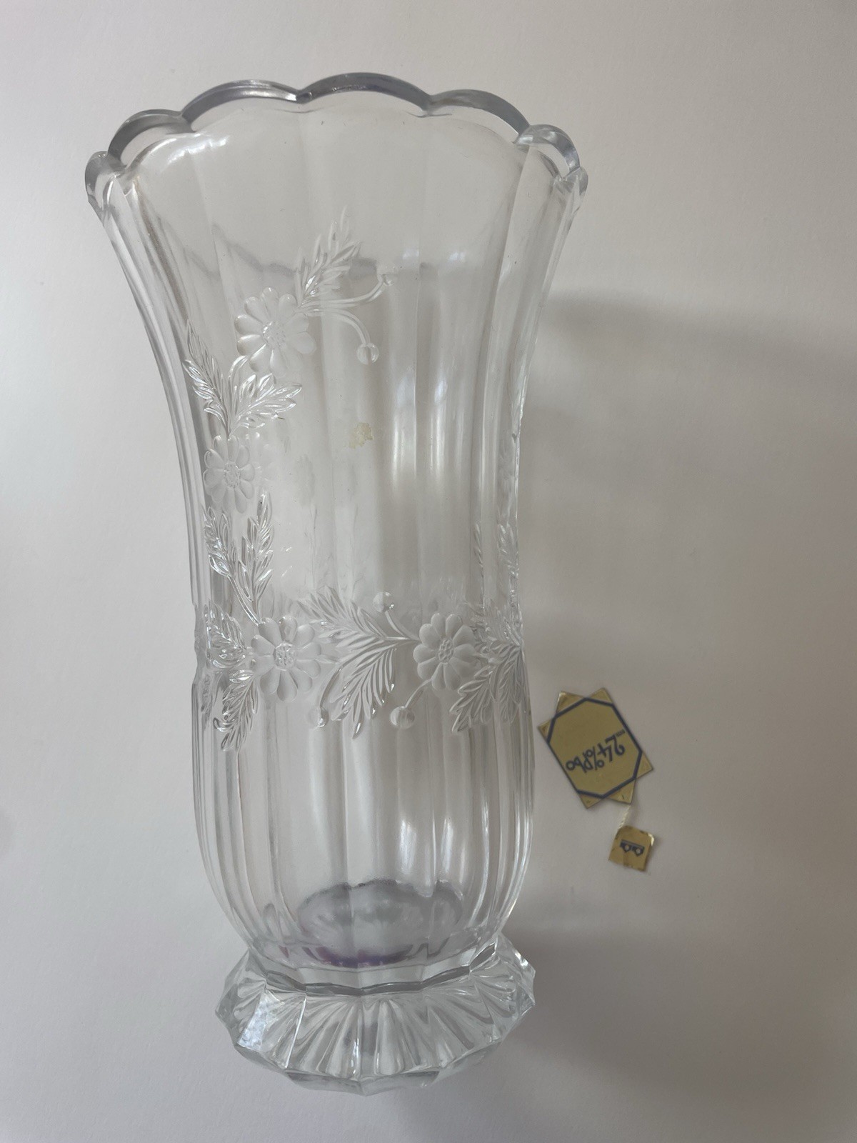 Vintage German Lead Crystal Vase 9” Laurel Phonix Bleikristall 24% PbO