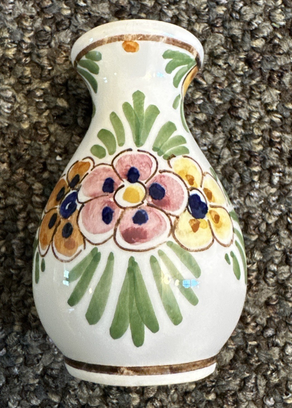 Vintage Signed DP Delft Polychrome Vase – Floral scene – multicolor