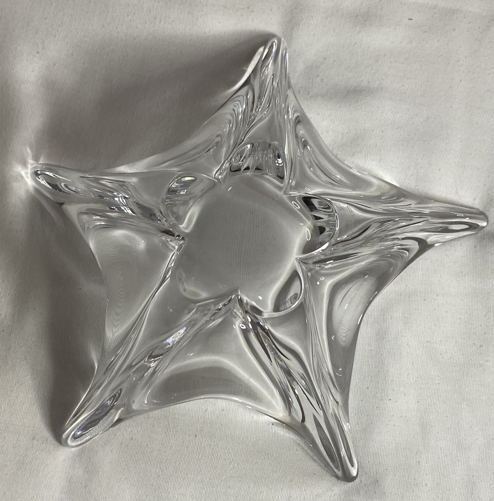 Vintage Daum & France 5 Point Star Crystal Vase Bowl