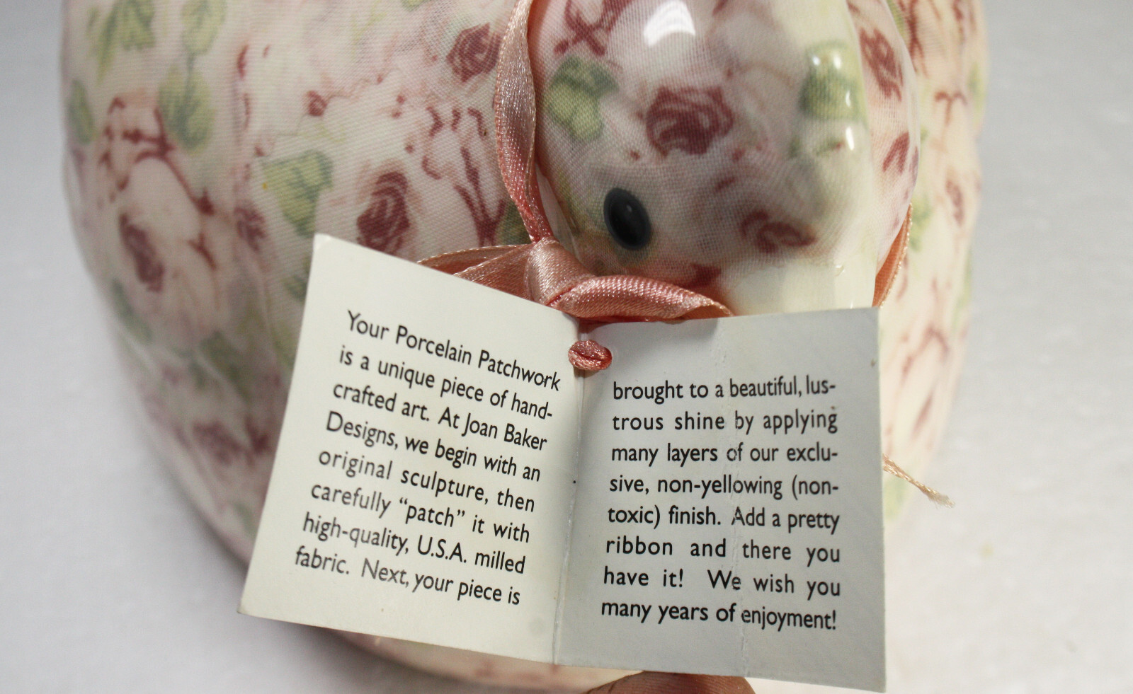 Joan Baker Unique Patchwork Porcelain Turkey Pink roses Ceramic Pottery