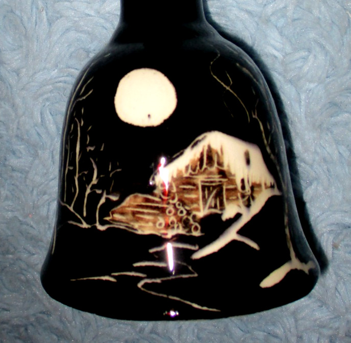 Mugs & Jugs Small Bell Anchor Point Alaska Hand Painted Winter Cabin by Linda