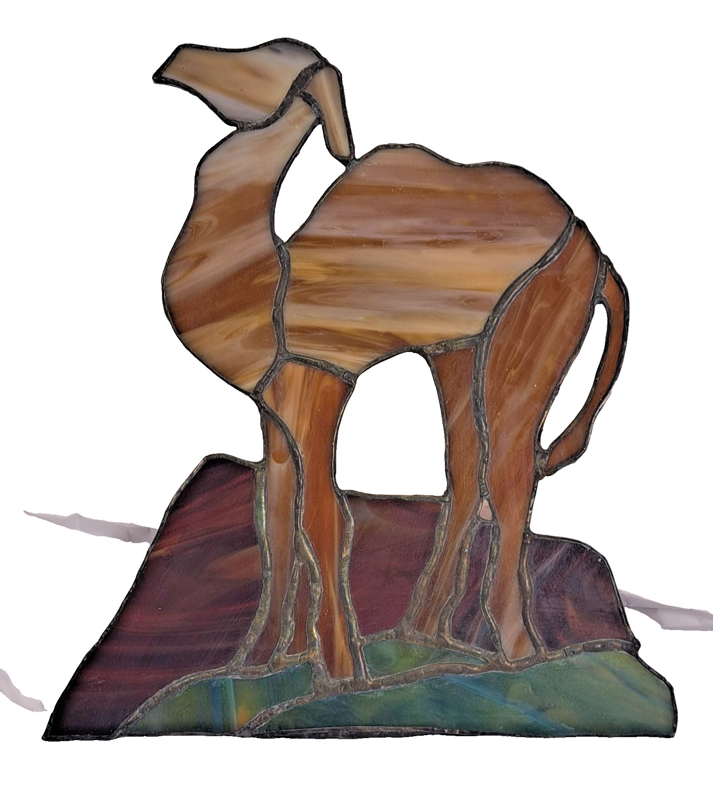 Artist Handmade Stained Glass Camel 9″ x 8″ Unique Gift Decor Collectable