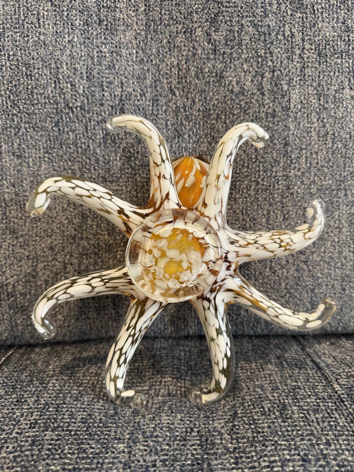 Murano Style Octopus Hand Blown Glass Figurine