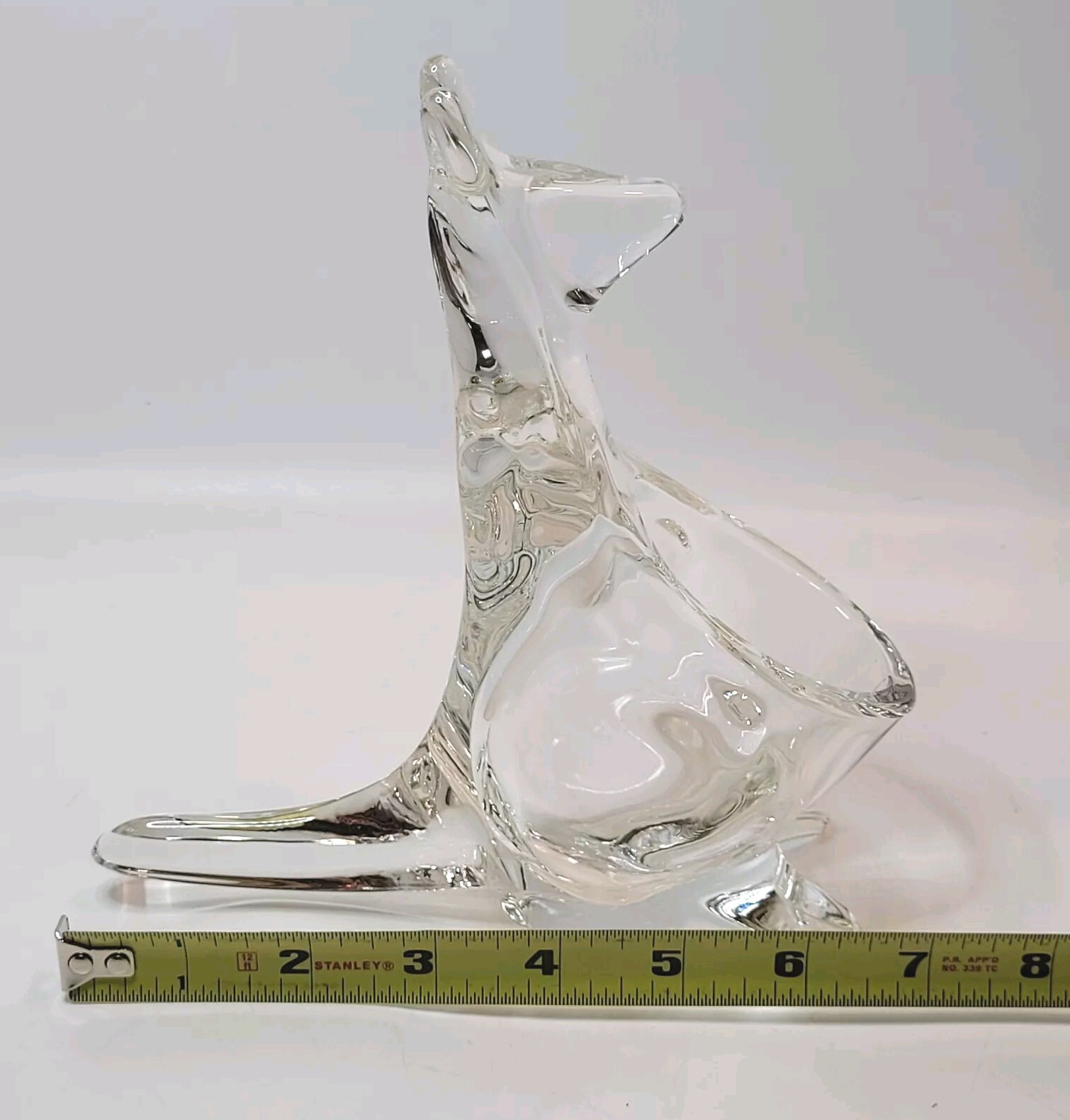 Sasaki Kangaroo Clear Crystal Paperweight/Trinket/Candy Dish Decor 7×8″