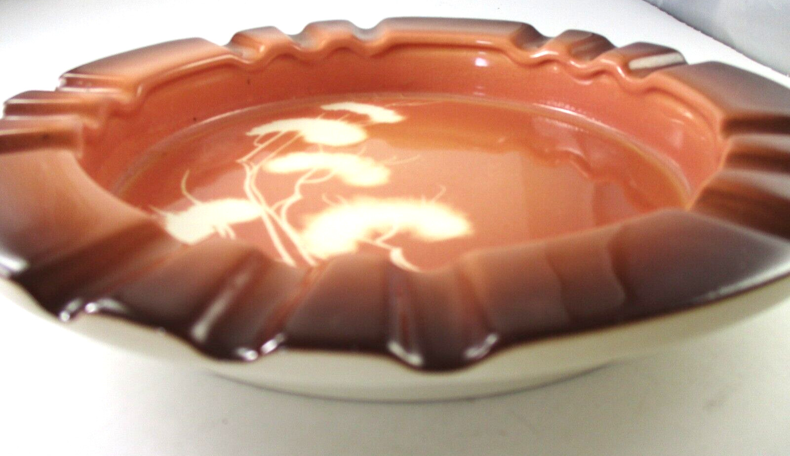 SASHA BRASTOFF ASHTRAY LARGE 8 1/2″ WISPY FLOWER SIGNED