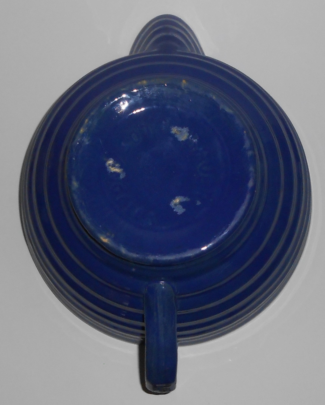 VINTAGE Bauer Pottery Ring Ware 2 Quart Cobalt Handled Batter Bowl – Near Mint
