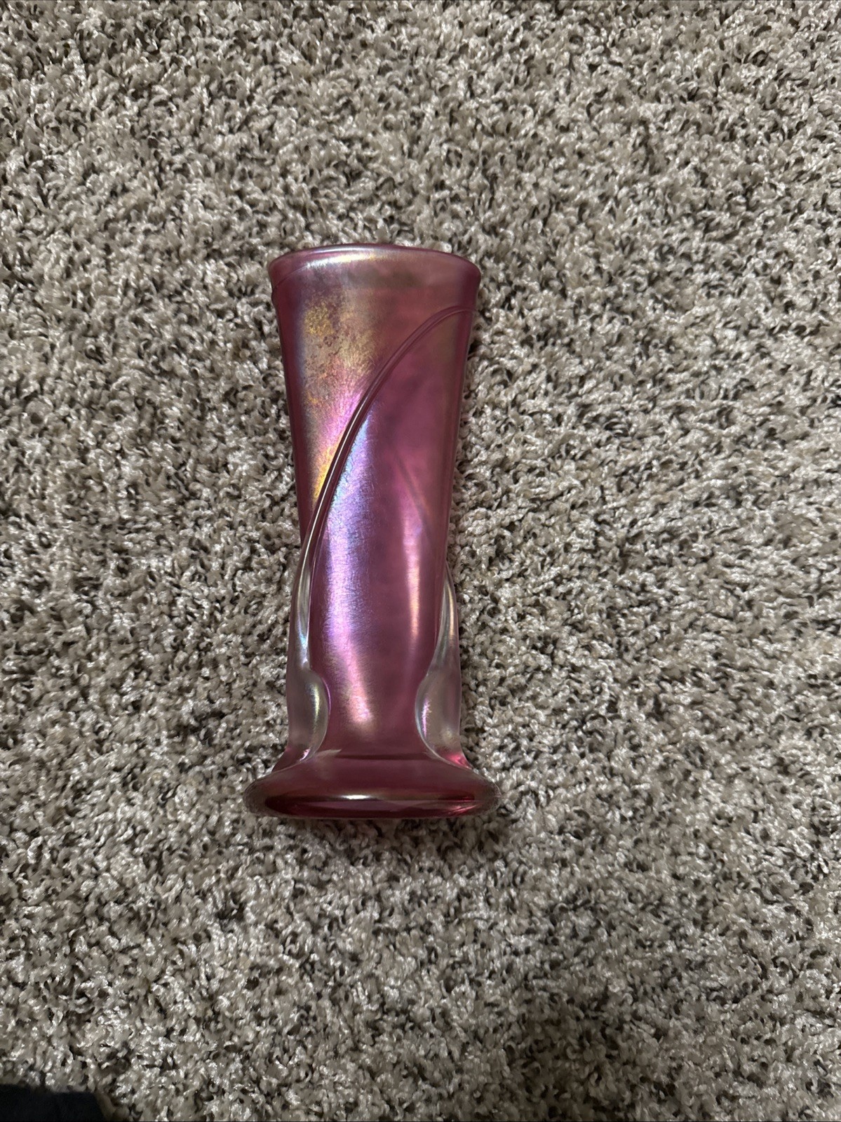 ZELLIQUE STUDIO HANDCRAFTED ART GLASS MAGENTA VASE, SIGNED JOSEPH MOREL 1997
