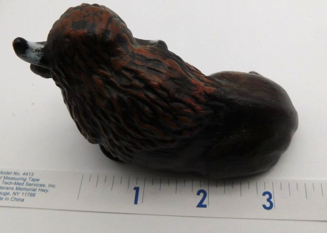 2 Vintage Pottery Animal Figurines Grizzly Bear Buffalo Nature Figure