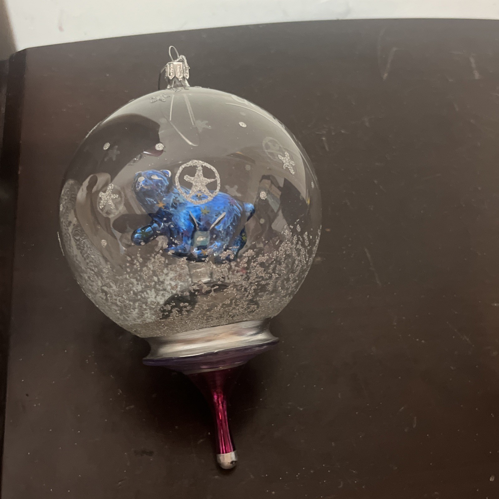 Pegasus Blown Glass ornament Ball Christmas figurine clear.