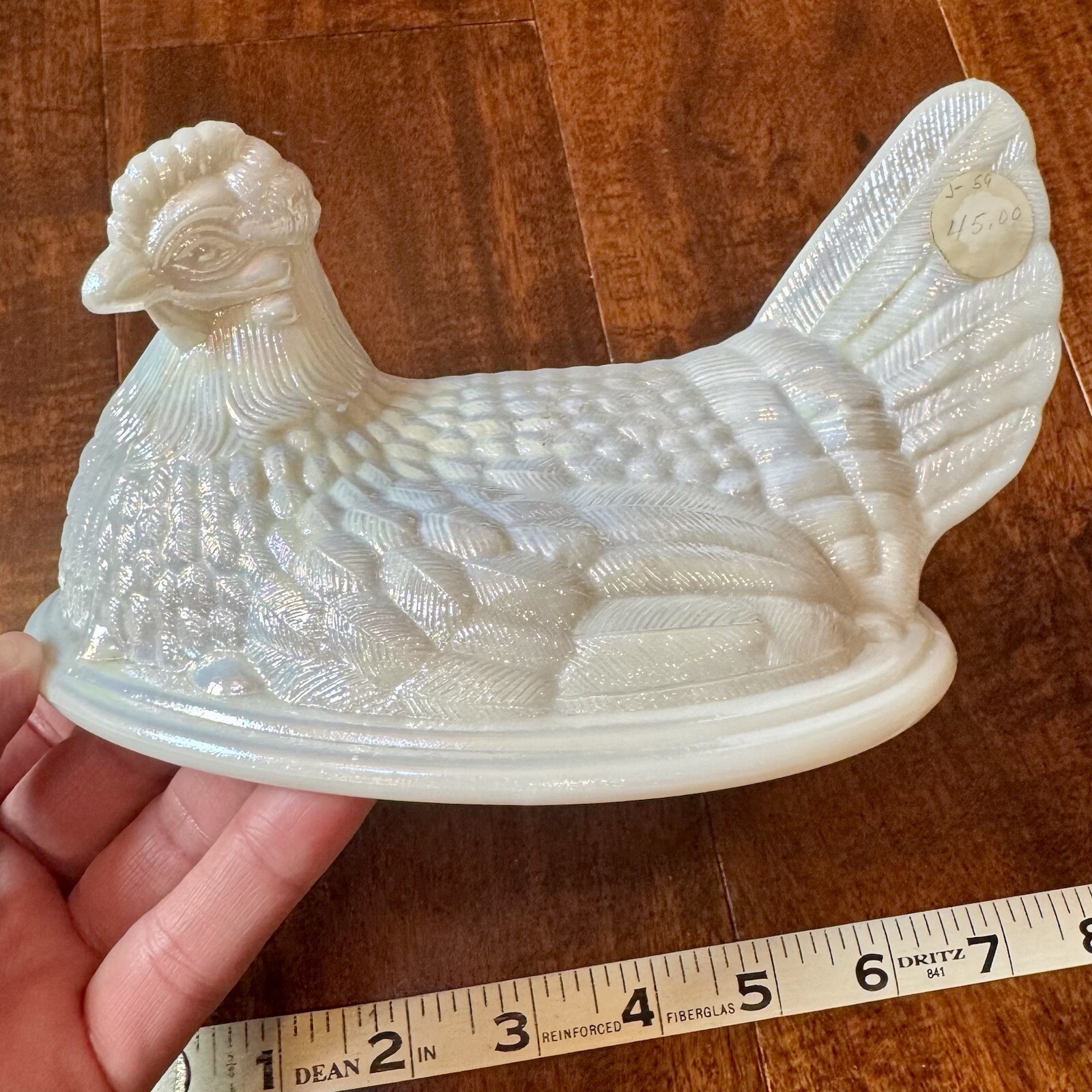 Vintage Westmoreland Glass Hen on Nest TOP ONLY – Carnival Milk or Almond Glass