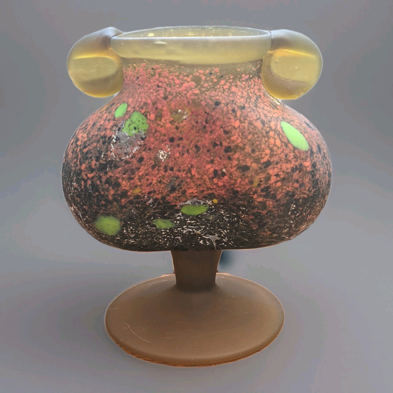 Rare Glass Art Vase by Romanian Artists Valer Semenescu & Lucian Butucariu EUC