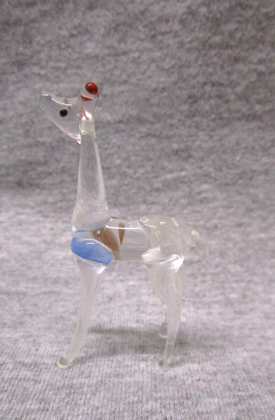 Handcrafted, Clear Blown Glass Figurine, Giraffe, Brown Ears