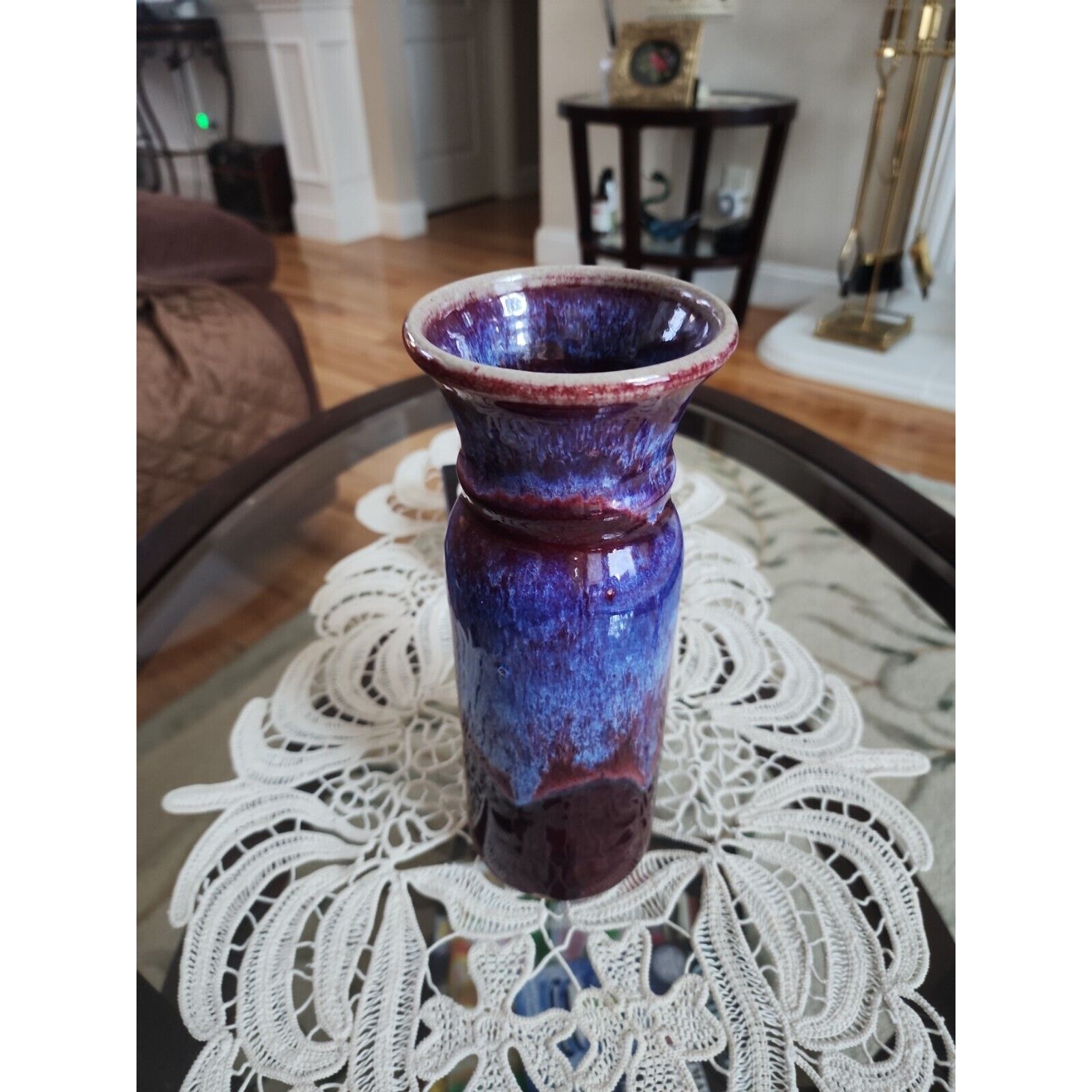 Vintage Art Pottery Vase Drip Glaze 10 inches