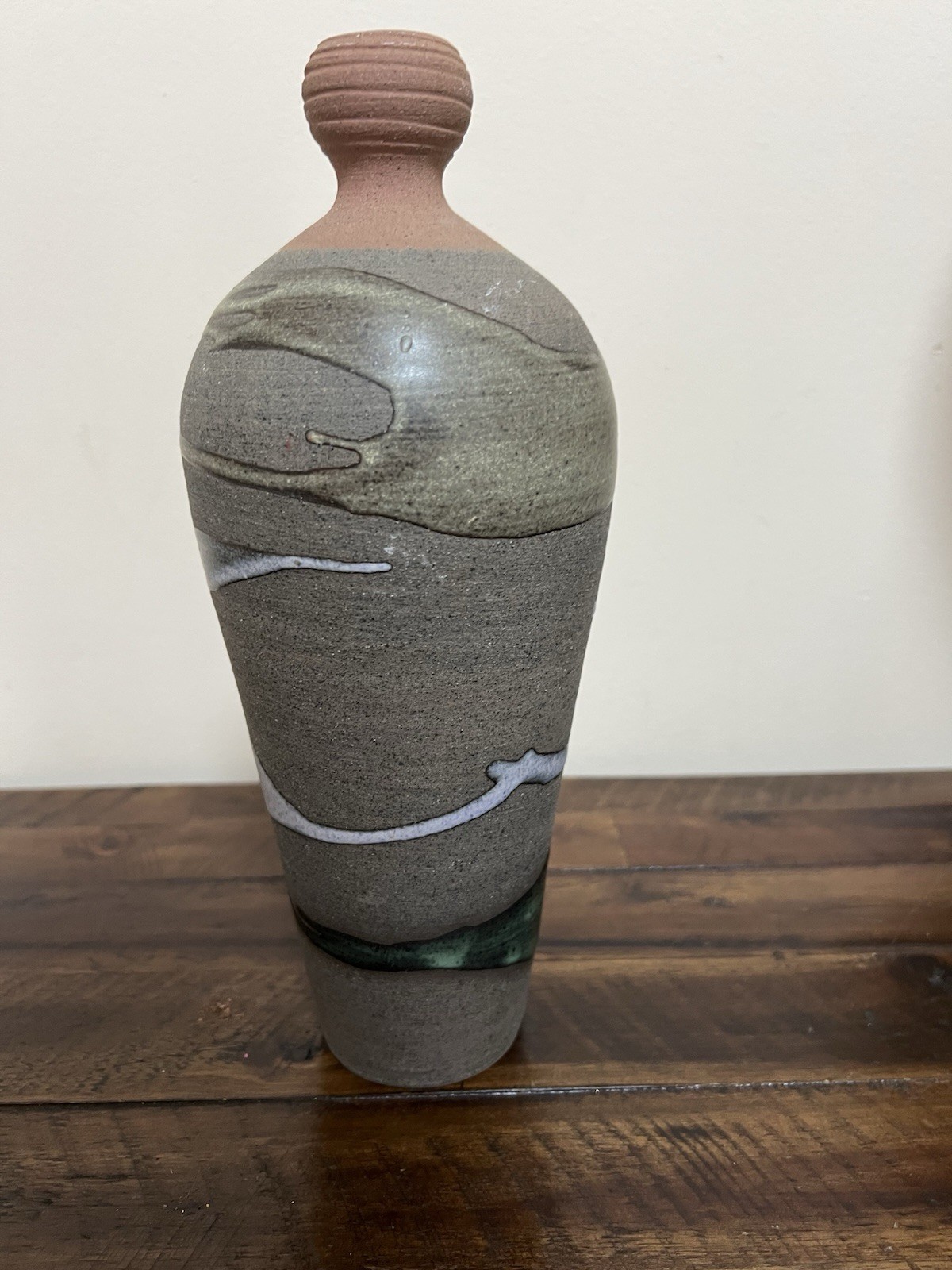 Studio Ceramic Pottery Bottle Vase Modern Abstract Glaze Hand Thrown Art