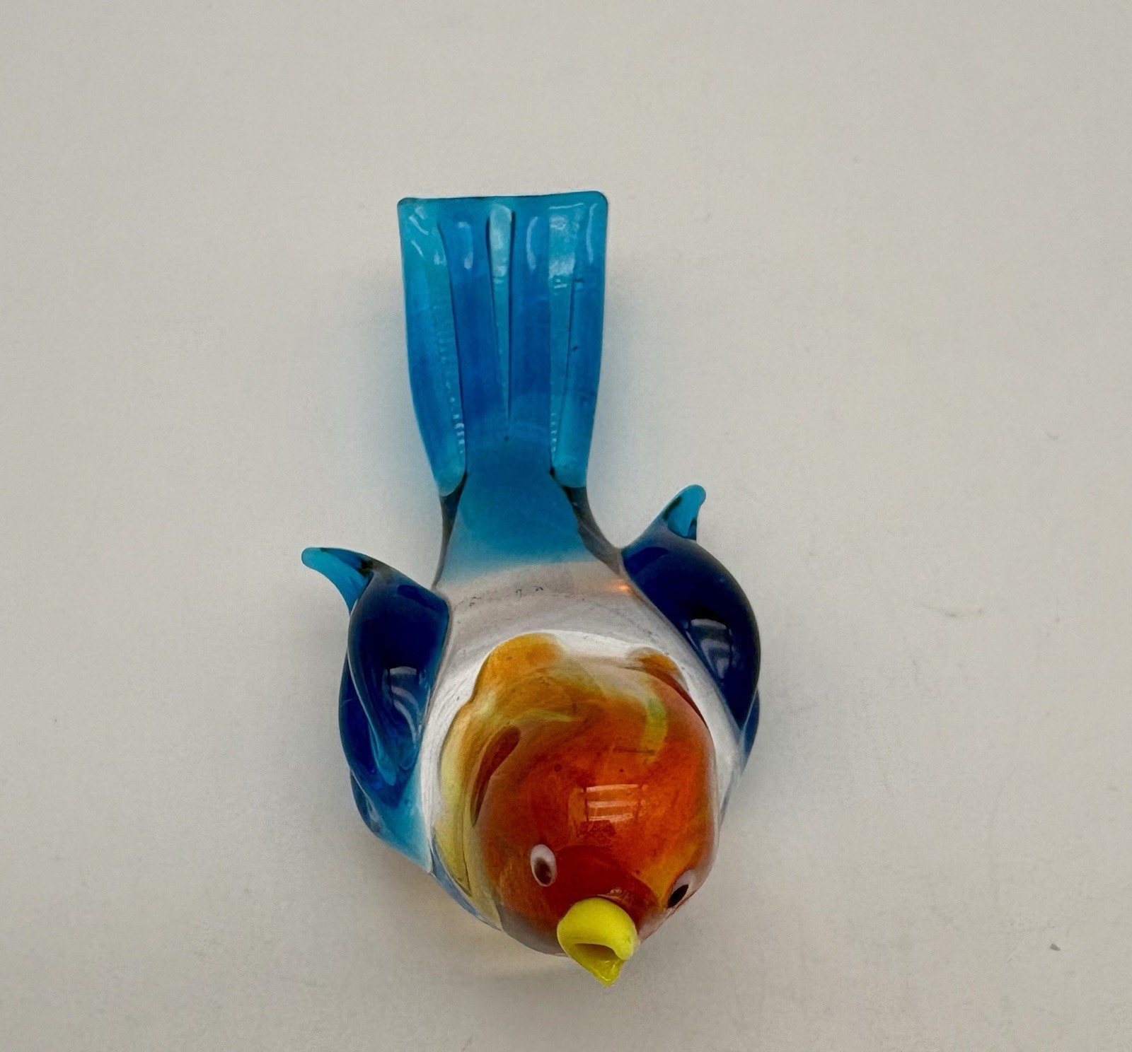 Vintage Small Hand Blown Glass Bird Figurine Decor Multicolored Tiny Miniature