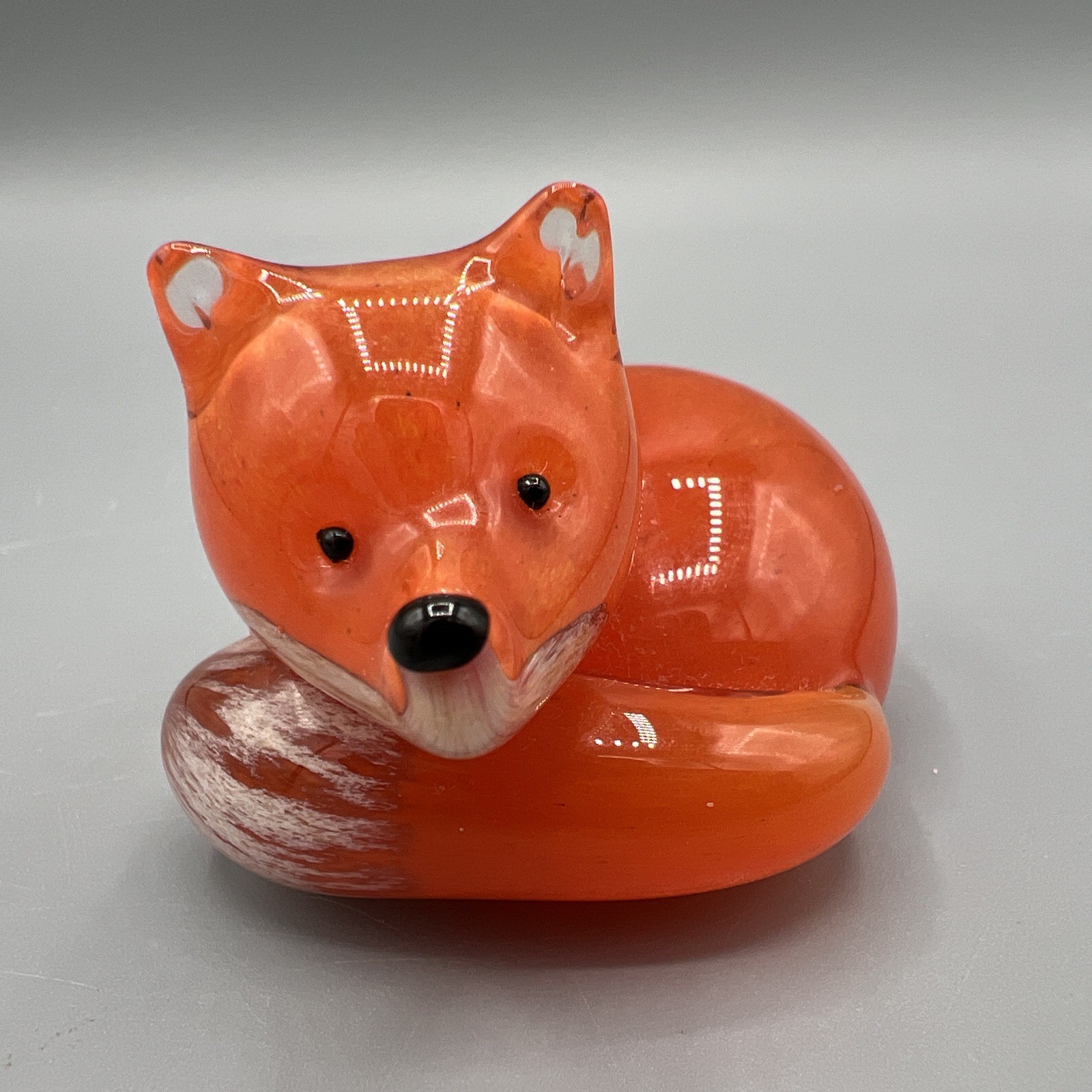 Paul Miller “Fox At Rest” Langham England Art Glass Figurine Signature
