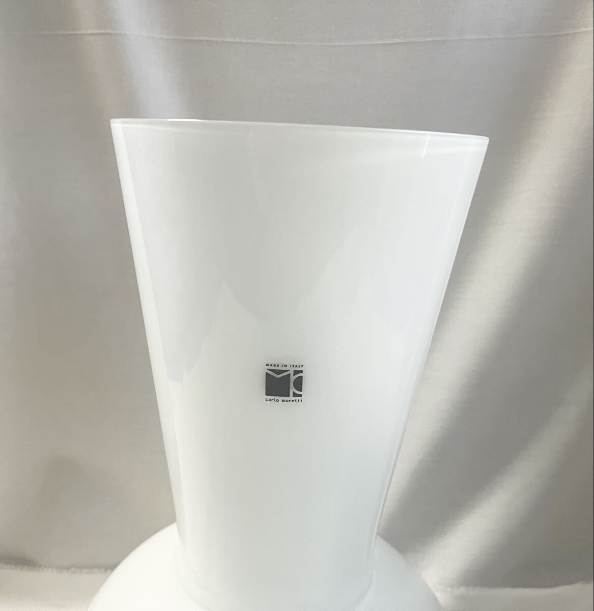 Carlo Moretti Murano Glass 1799R.LA Flower Vase White H12.9″/33cm w/Box