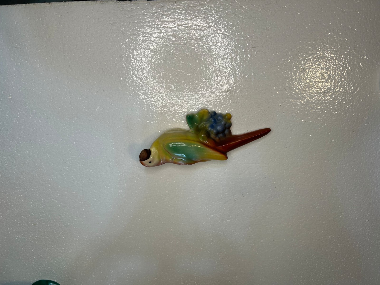 Czech Parrot with Grapes Wall Pocket Red Dime Mark Style Czechoslovakia