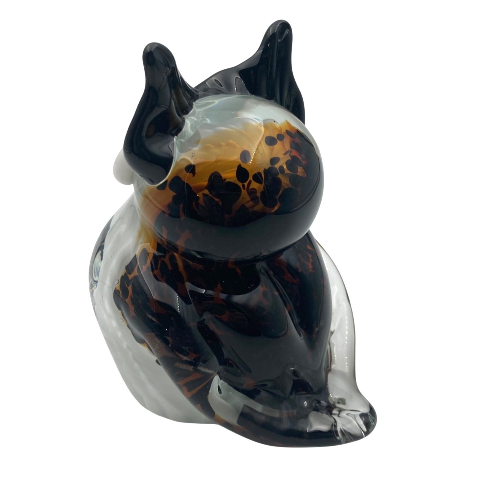 Studio Art Blown Glass Great Horned Owl Bird Paperweight Figurine Statue Figure