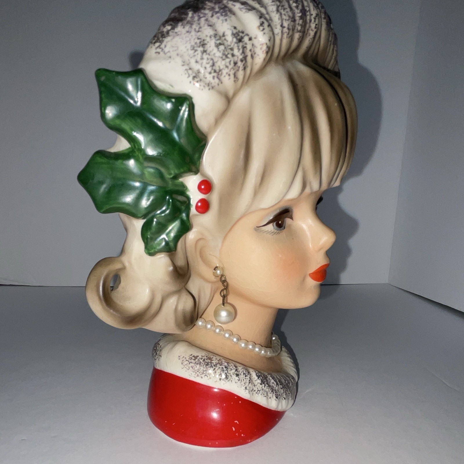 Napco Christmas Lady Head Vase