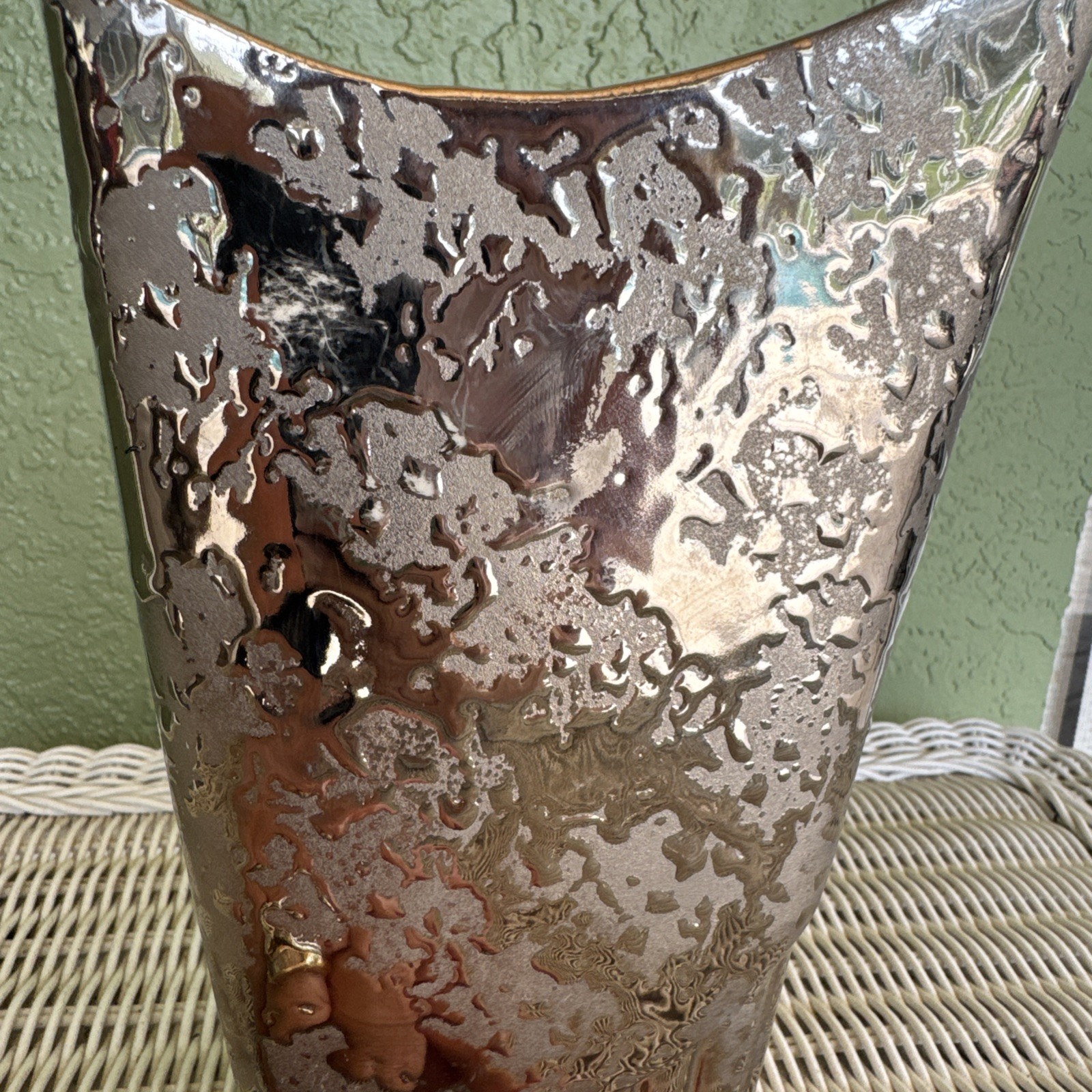 STANFORD SEBRING silver Splatter Vase 9.5″ – Retro